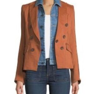 Veronica Beard Rust Orange Double-Breasted Blazer